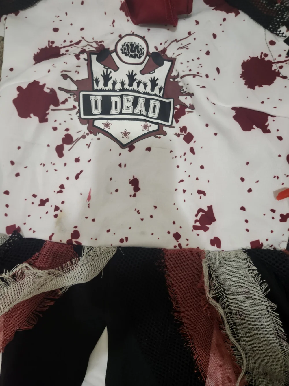 Spirit Never Dies Zombie Cheerleader Costume - White and Red